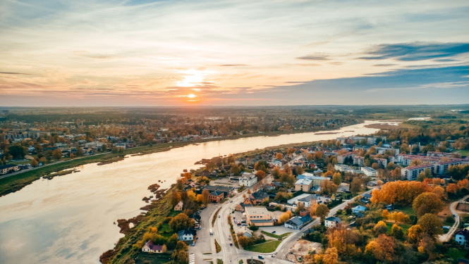 Jēkabpils ielas un Daugava no augšas