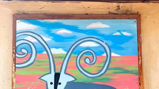 Bērnu zīmējumā attēlots āzis