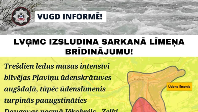 VUGD posteris par sarkano brīdinājumu
