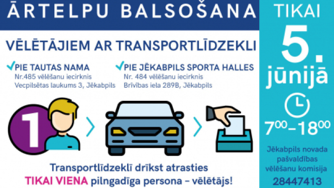 5.jūnija pašvaldību vēlēšanās Jēkabpilī būs divas ārtelpu balsošanas vietas