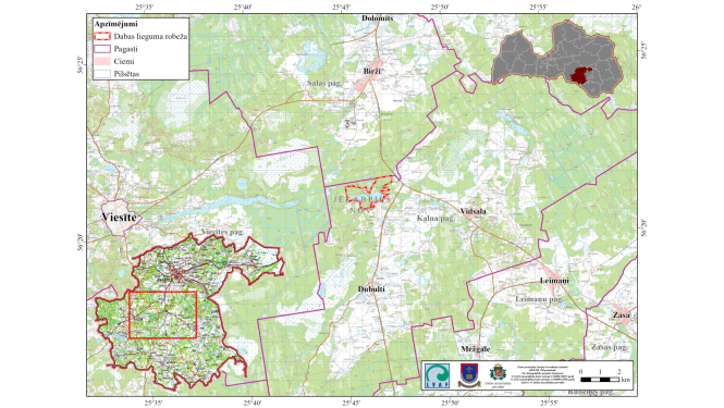 Klaucānu un Priekulānu ezeru atrašanās vieta kartē