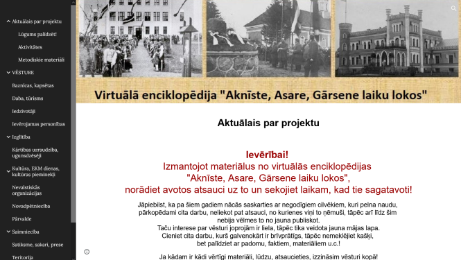 Vietnes par Aknīstes apkārtnes vēsturi  ekrānšāviņš