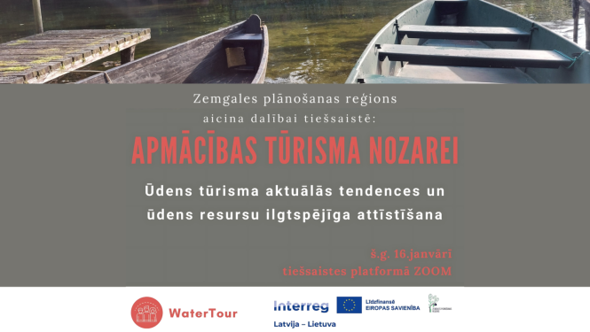 Informatīvs plakāts par ūdens tūrisma apmācībām