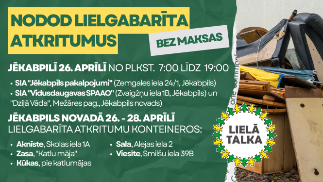 Lielgabarīta atkritumu nodošanas plakāts