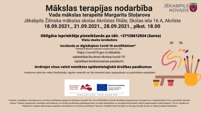 Projekta nr. 9.2.4.2/16/I/055 “Veselības veicināšanas un slimību profilakses pasākumi Jēkabpils novada Aknīstes pilsētā, Asares, Aknīstes un Gārsenes pagastos” ietvaros.