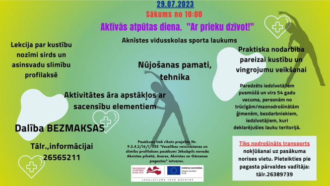 Iedzīvotāji 54+ tiek aicināti uz aktīvo atpūtas dienu Aknīstē