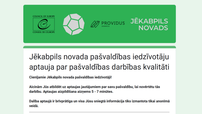 Ekrānšāviņš ar aptaujas saturu no Google veidlapas