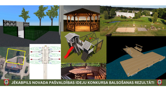 Kolāža ar vairāku projektu ideju vizualizācijām