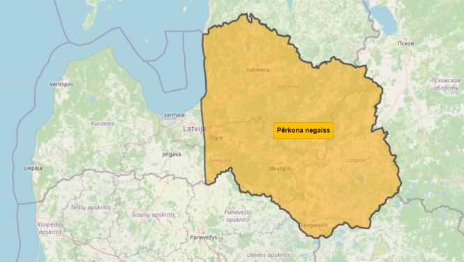 Brīdinājums par laikapstākļiem Latvijas Austrumu daļā