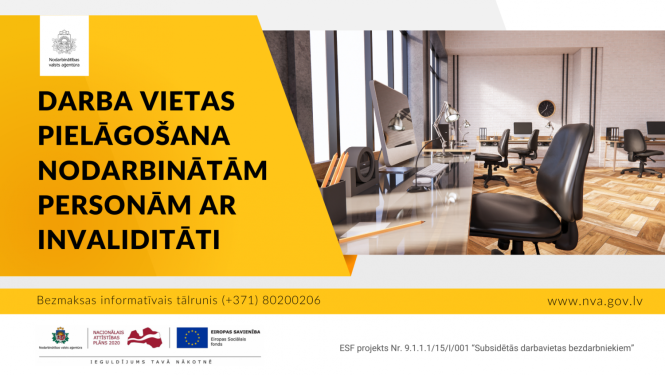 Darba devējiem, kuri nodarbina cilvēkus ar invaliditāti, NVA piedāvā finansējumu darba vietas pielāgošanai