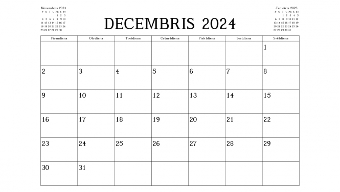 Kalendārs - 2024. gada decembris