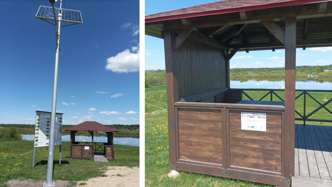 Kolāža - hibrīdapgaismojums un āra lapene Dunavā pie pārceltuves pār Daugavu