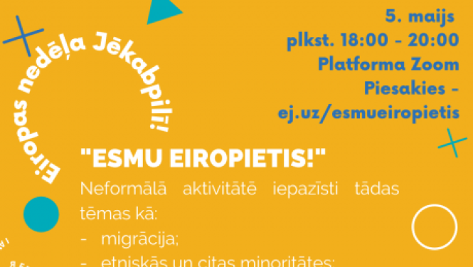 Jauniešus aicina uz neformālu aktivitāti "Esmu Eiropietis"