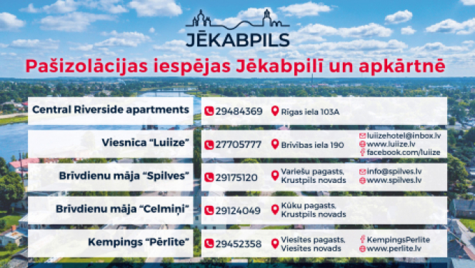 Pašizolācijas iespējas Jēkabpilī (uz 22.12.2020)