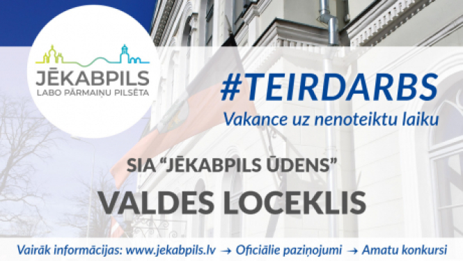 Izsludināts konkurss uz SIA “Jēkabpils ūdens” valdes locekļa amatu