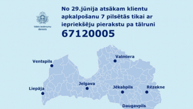 VID atsāk klientu apkalpošanu vēl 7 pilsētās, apmeklētājiem obligāti iepriekš jāpierakstās