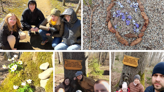 Kolāža ar 5 Lieldienu sporta aktivitāšu bildēm no Zasas