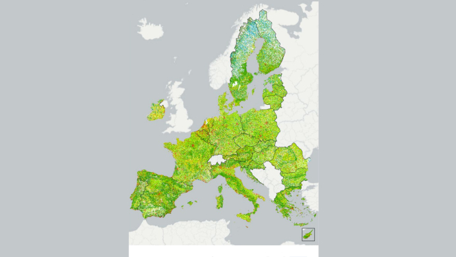 Eiropas karte ar eurostat logo