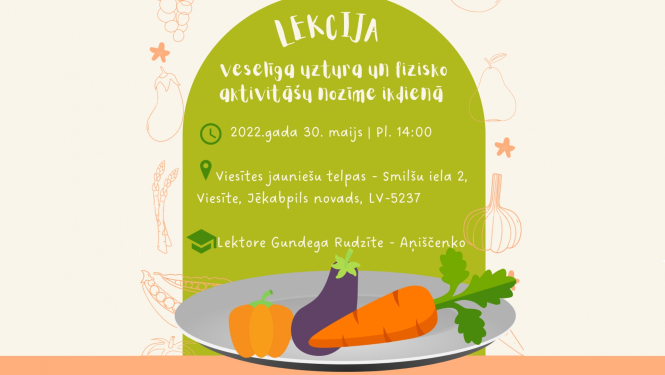 zīmēti dārzeņi bļodā uz zaļgana fona ar tekstu