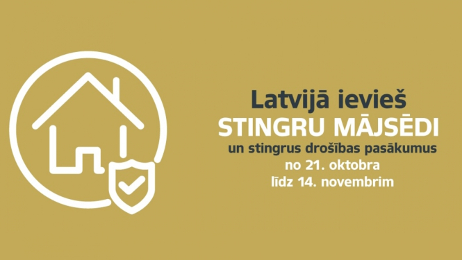 Ilustratīvs plakāts par mājsēdes ieviešanu saistībā ar Covid 19