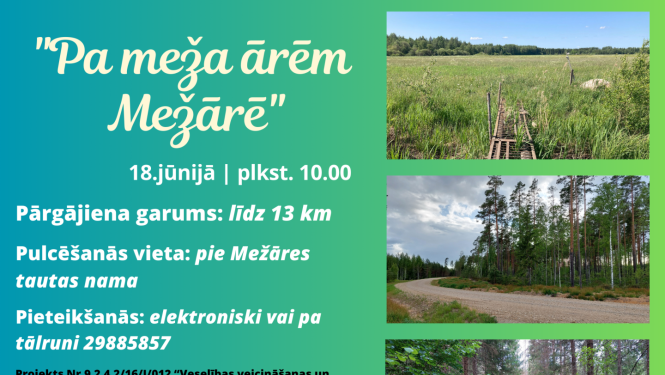 Afiša par pārgājienu Mežārē