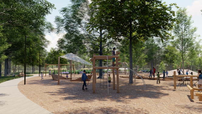 Vizualizācija parkam Rīgas ielā pretī Krustpils kultūras centram