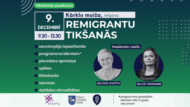 plakāts ar gaišu tekstu uz tumši zaļa fona, personu bildes 2, logo ansamblis apakšā