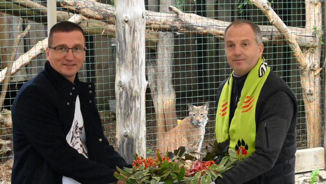 Domes vadība Rīgas Zoo sveic mazo lūsenīti