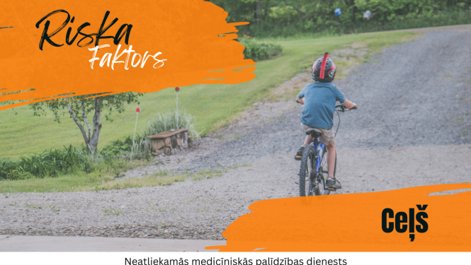 bērns ar velosipēdu minās pa brauktuves vidu