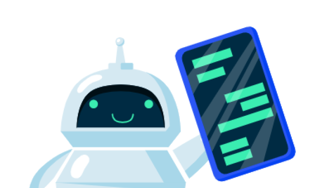 zīmēts robots tur zīmētu telefonu