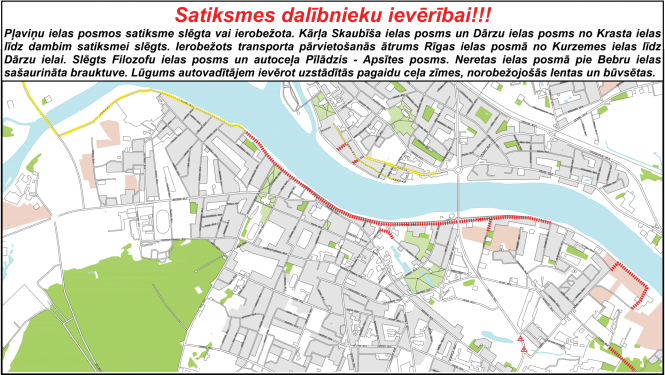 Karte - Satiksmes ierobežojumi Jēkabpilī 19.01.2023.