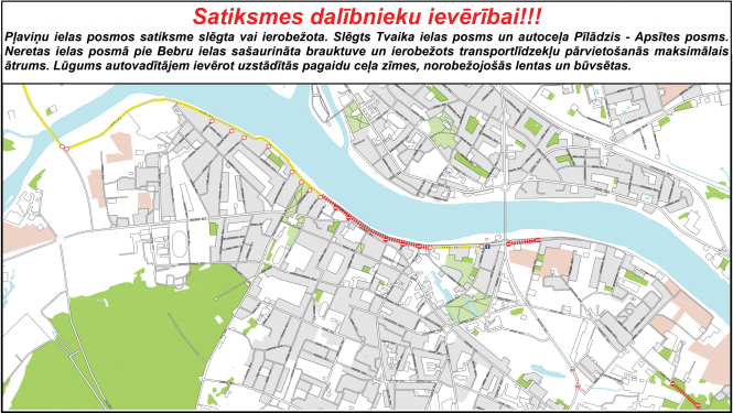 Karte - Satiksmes ierobežojumi Jēkabpilī 31.01.2023.