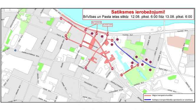 Karte ar satiksmes ierobežojumiem