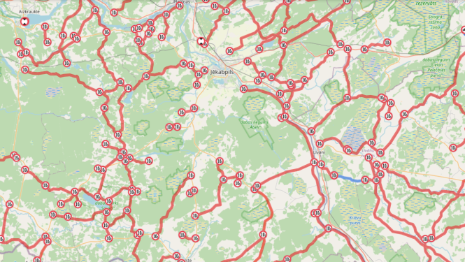 Masas ierobežojumu karte - valsts autoceļi 2023. gada pavasarī