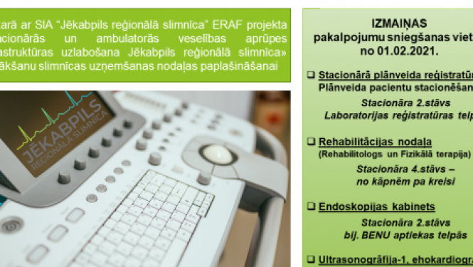 Aktuālā informācija par pakalpojumu sniegšanas vietām slimnīcā