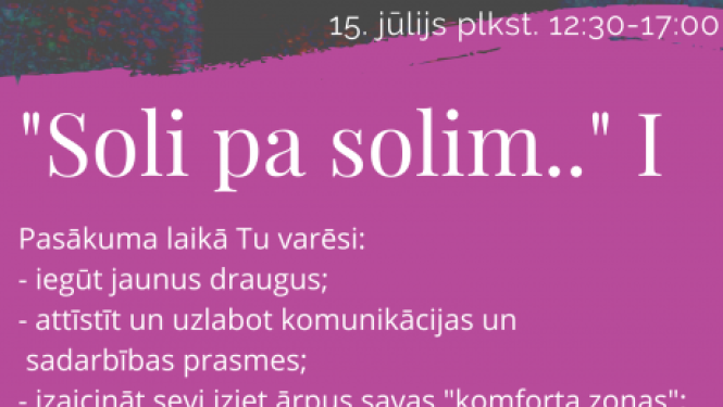 Notiks personīgās izaugsmes treniņi jauniešiem “Soli pa solim.. ”