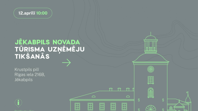 Vizualizācija ar zaļganu Krustpils pils kontūru uz pelēcīga fona