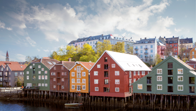 Norvēģu ciemata ainava