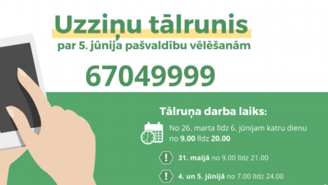 26. martā darbu sācis CVK uzziņu tālrunis par 5. jūnija pašvaldību vēlēšanām