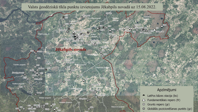 2.	Valsts ģeodēziskā tīkla punktu izvietojuma shēma Jēkabpils novadā