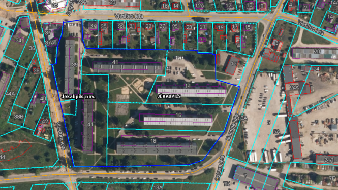 Viesītes un Nameja ielu mikrorajona karte