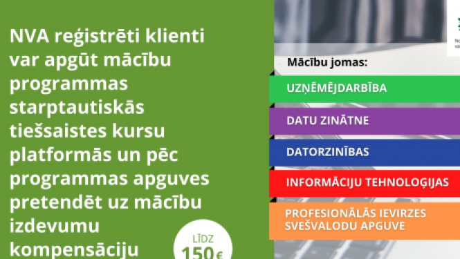 NVA piedāvā bezdarbniekiem un darba meklētājiem iespēju mācīties