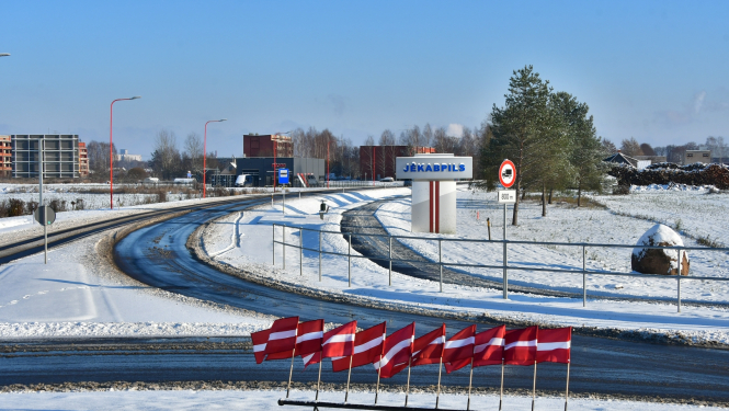 Jēkabpils attēls iebraucot no Salas