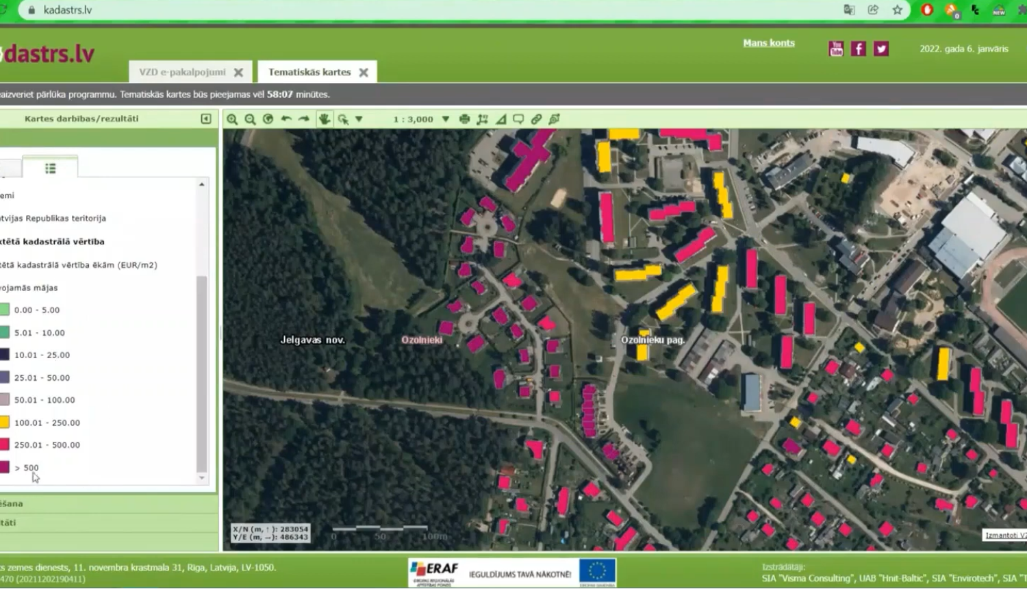 Kartes ekrānuzņēmums no portāla kadastrs.lv