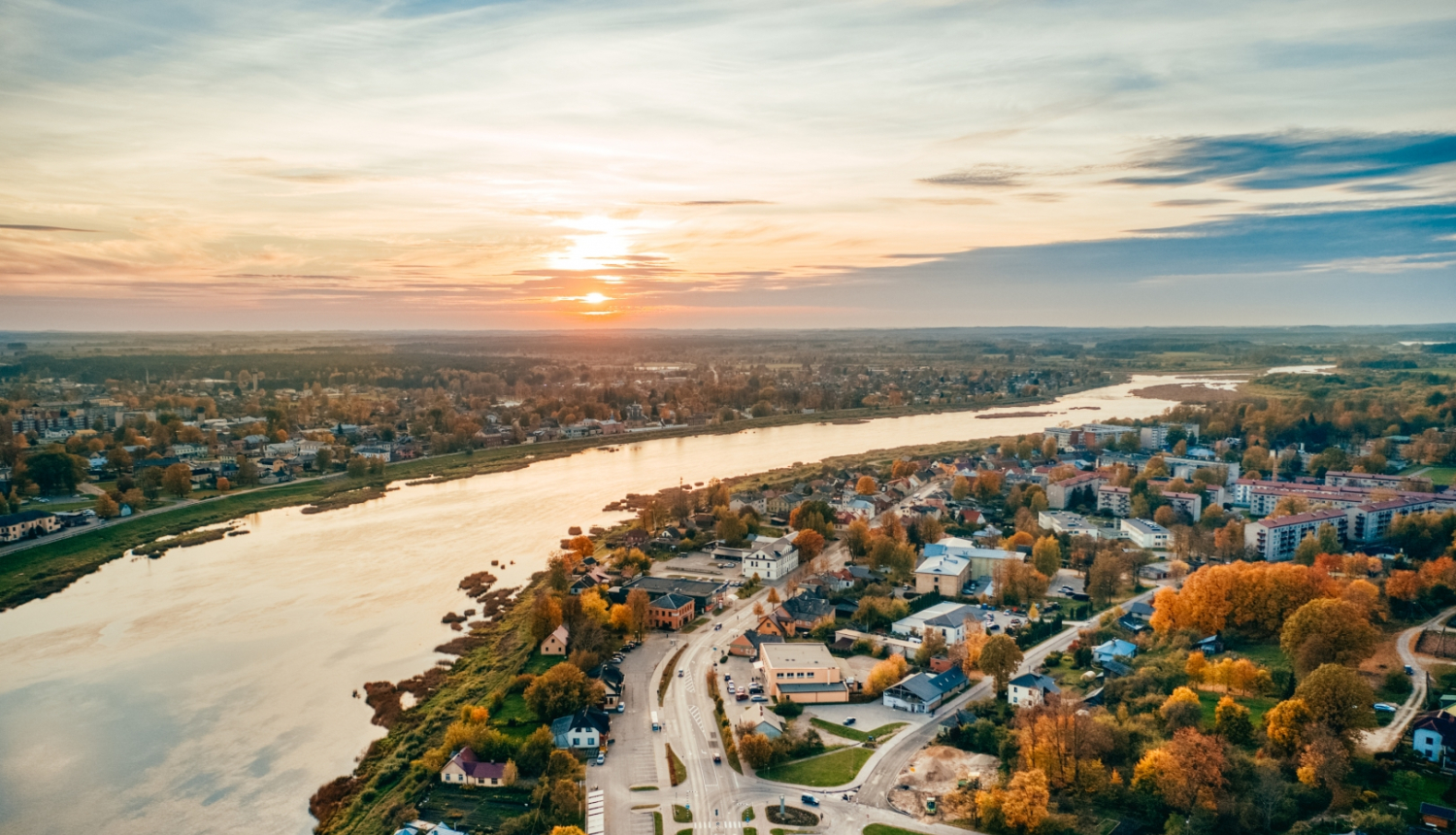 Jēkabpils ielas un Daugava no augšas