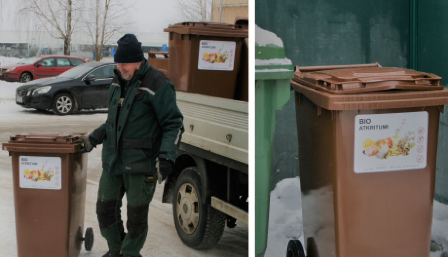 Bebru ielas mikrorajonā uzstādīti pirmie bioloģisko atkritumu šķirošanas konteineri
