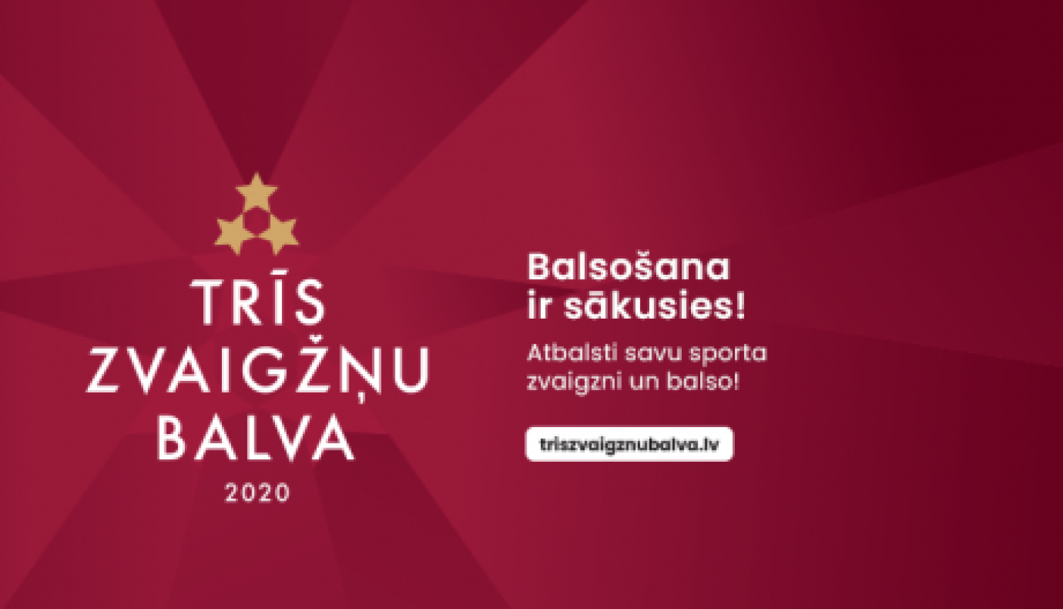 Jēkabpils pilsētas pašvaldība ir izvirzīta “TRĪS ZVAIGŽŅU BALVA 2020” nominācijā “GADA SPORTA PAŠVALDĪBA”
