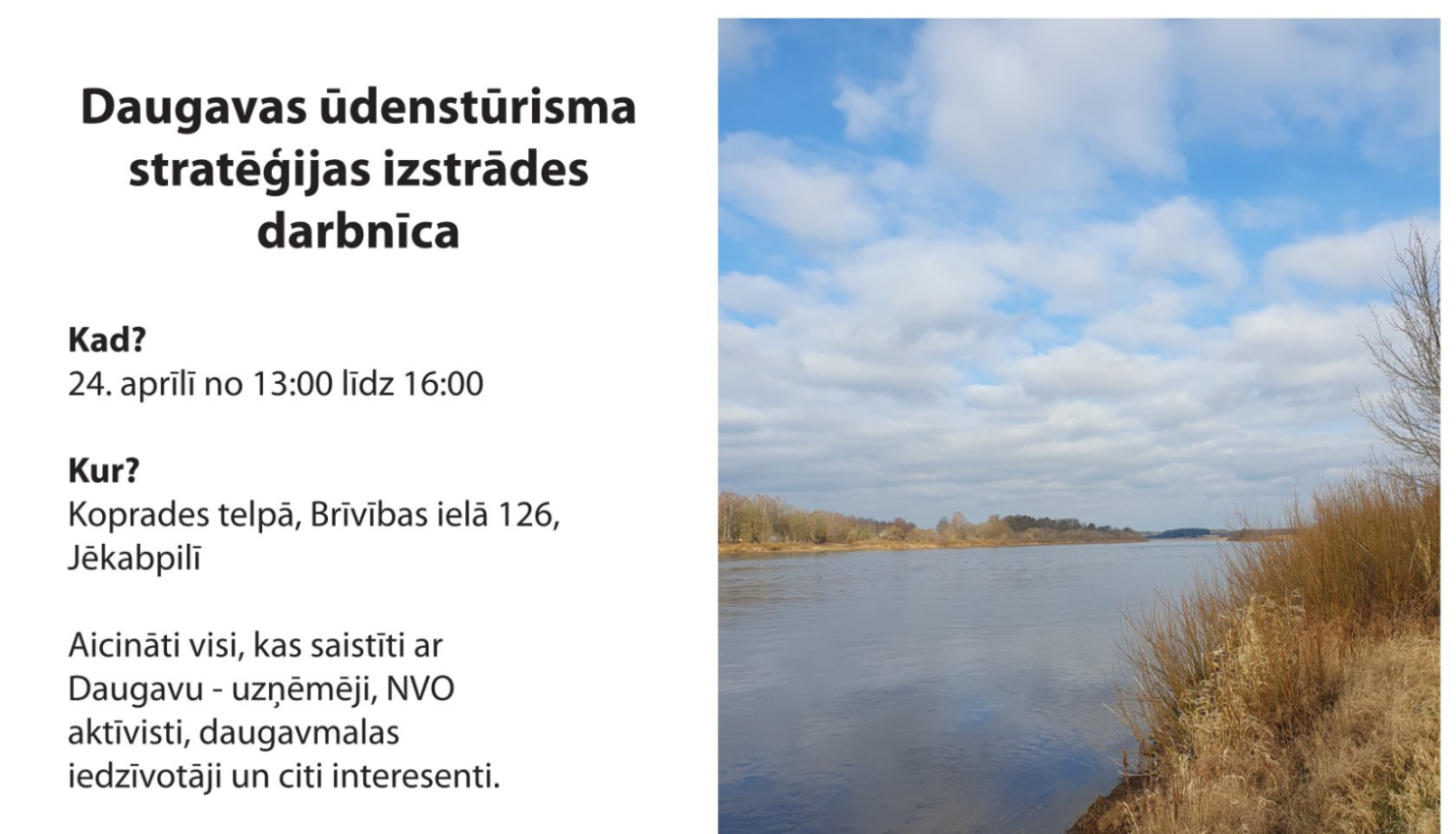 Informatīvs plakāts par apspriedi par Daugavu