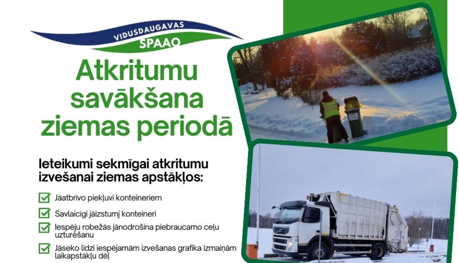 Posteris: Atkritumu apsaimniekošana ziemas apstākļos