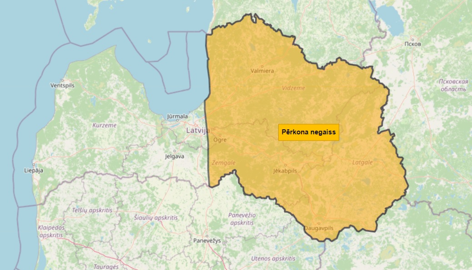 Brīdinājums par laikapstākļiem Latvijas Austrumu daļā